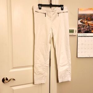 Michael Kors Women's White Khaki Chino Pants w/ Zipper Pockets Size 10
